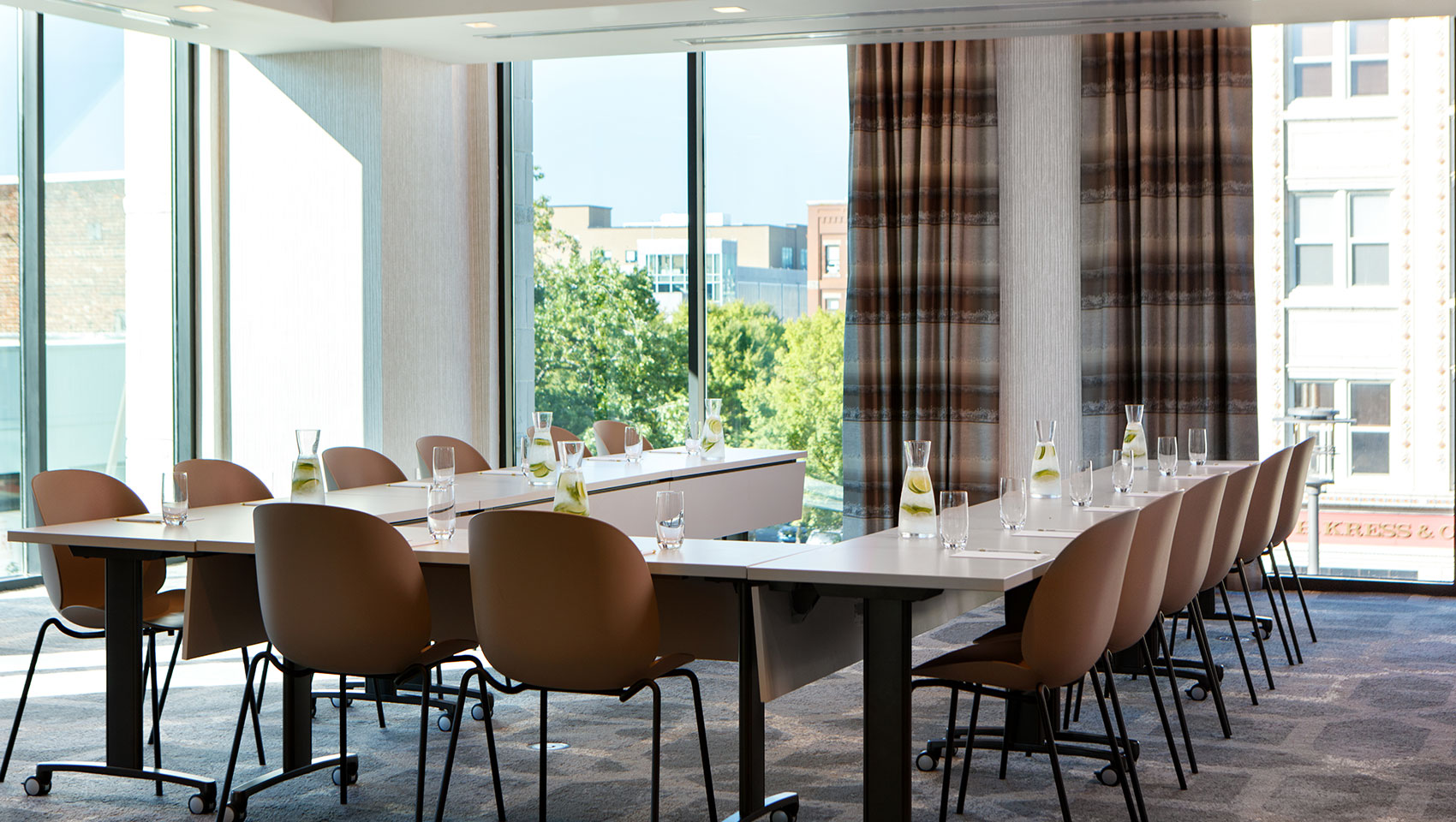 u-shape meeting table set up in Willcox meeting room